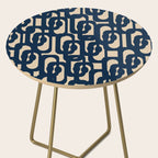 Mid Century Modern Loop Pattern in Navy Blue and Beige Side Table Gallery Image 2