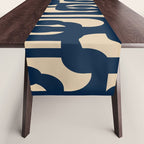 Mid Century Modern Loop Pattern in Navy Blue and Beige Table Runner Gallery Image 1