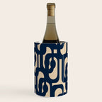 Mid Century Modern Loop Pattern in Navy Blue and Beige Wine Chiller Gallery Image 2