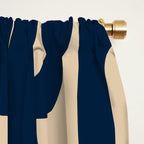 Mid Century Modern Loop Pattern in Navy Blue and Beige Window Curtain Gallery Image 2