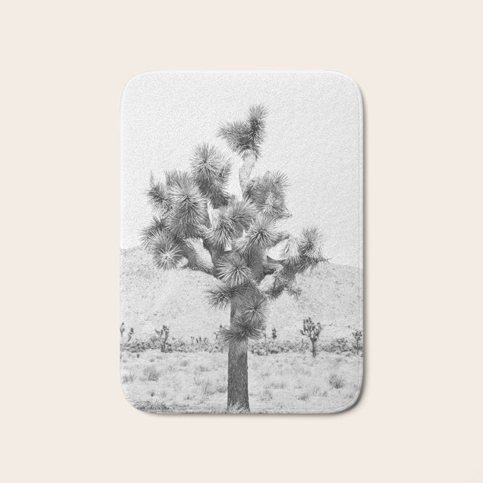 Twisted Joshua Tree - Black and White Photography Bath Mat Gallery Image 1