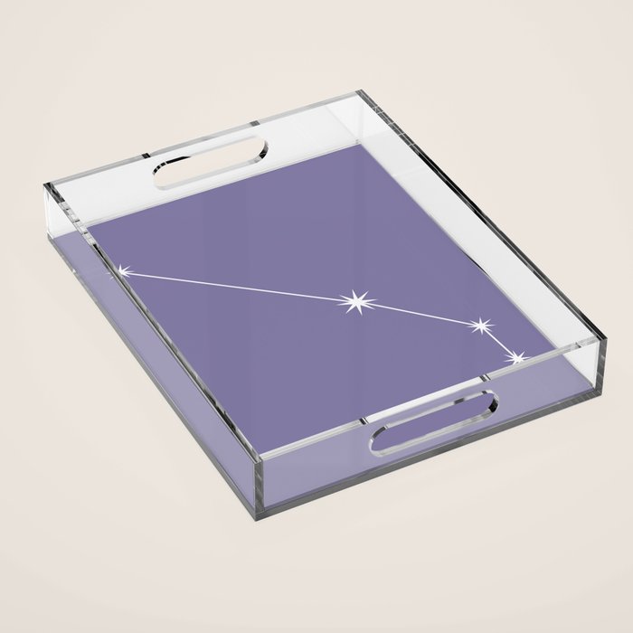 Aries Zodiac Star Constellation Line Art Lavender Purple Acrylic Tray Gallery Image 1