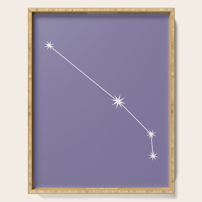 Aries Zodiac Star Constellation Line Art Lavender Purple Serving Tray Gallery Image 1