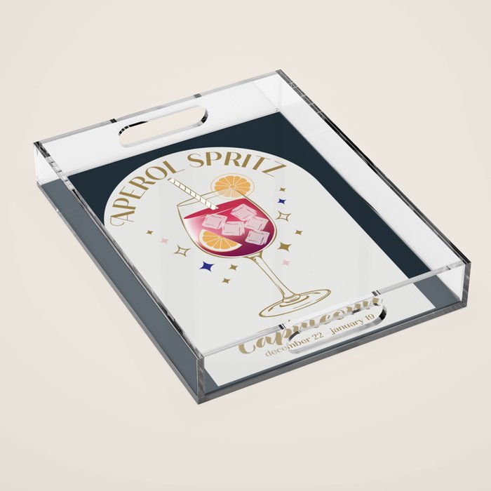  Aperol Spritz Cocktail Zodiac Sign Acrylic Tray Gallery Image 1