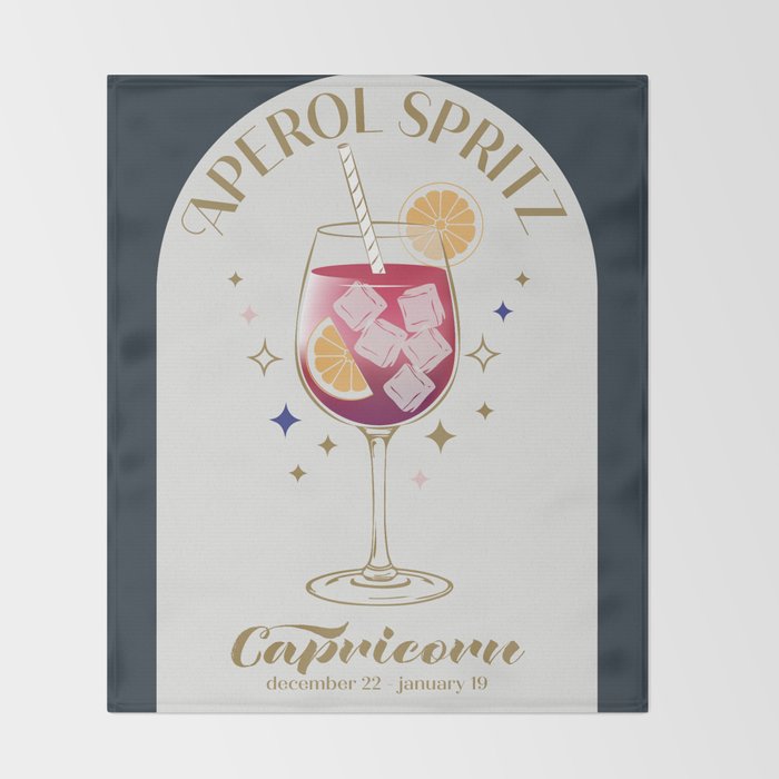  Aperol Spritz Cocktail Zodiac Sign Throw Blanket Gallery Image 2