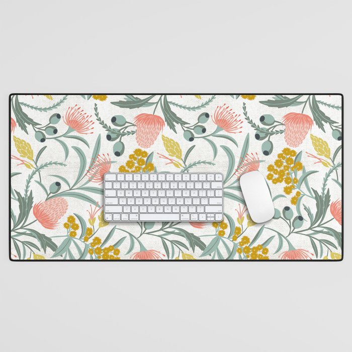 Flora Australis White Desk Mat Gallery Image 1