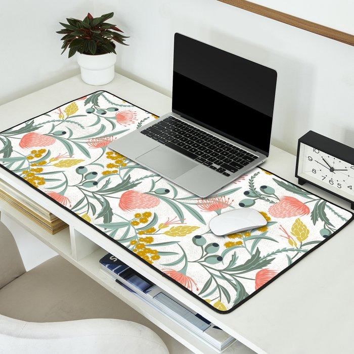 Flora Australis White Desk Mat Gallery Image 2