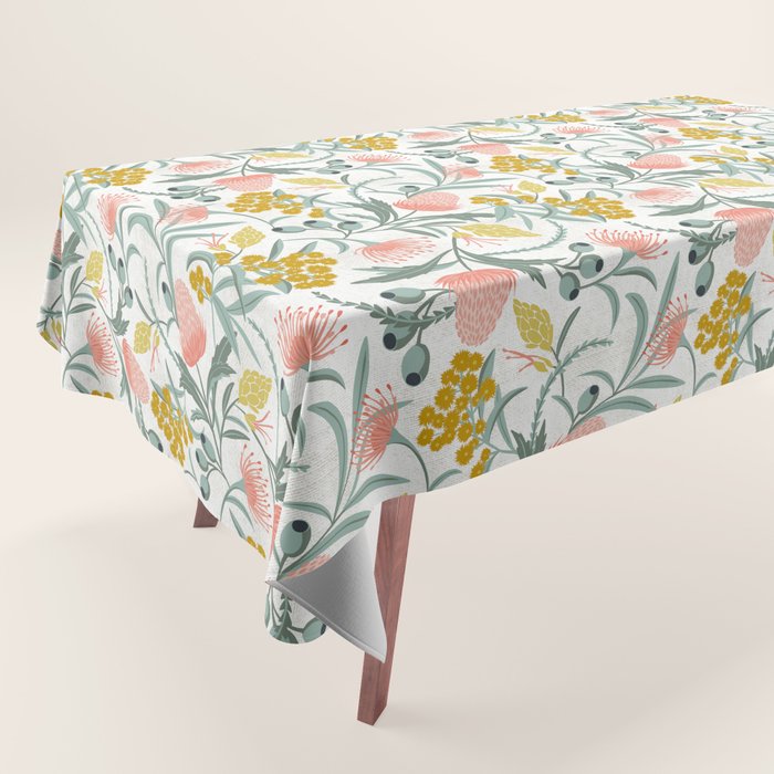 Flora Australis White Tablecloth Gallery Image 1