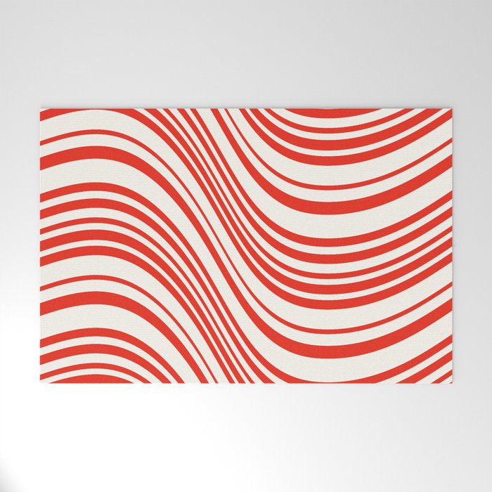 Wavy Stripes I - Red & White Candy Cane Welcome Mat Gallery Image 1