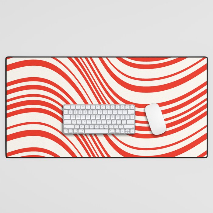 Wavy Stripes I - Red & White Candy Cane Desk Mat Gallery Image 1