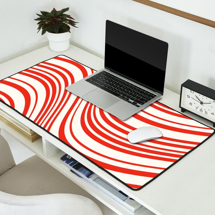 Wavy Stripes I - Red & White Candy Cane Desk Mat Gallery Image 2