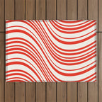 Wavy Stripes I - Red & White Candy Cane Outdoor Rug Gallery Image 1