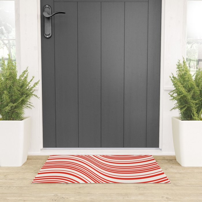 Wavy Stripes I - Red & White Candy Cane Welcome Mat Gallery Image 3