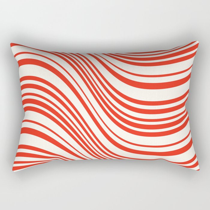 Wavy Stripes I - Red & White Candy Cane Rectangular Pillow Gallery Image 2