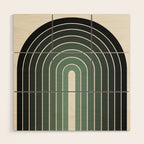 Gradient Arch IV Earthy Green Mid Century Modern Rainbow Wood Wall Art Gallery Image 1
