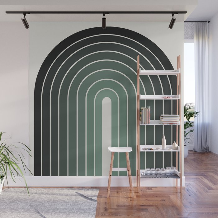 Gradient Arch IV Earthy Green Mid Century Modern Rainbow Wall Mural Gallery Image 1