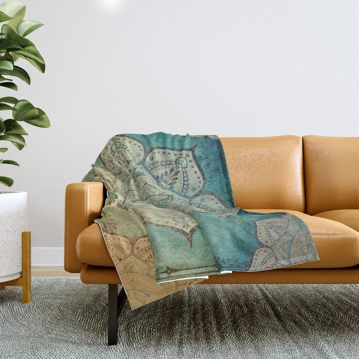 Faded Bohemian Mandala Throw Blanket Gallery Image 1