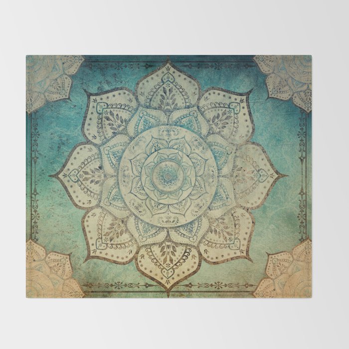 Faded Bohemian Mandala Throw Blanket Gallery Image 2