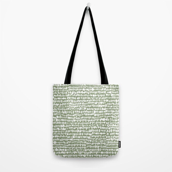 Spotted Preppy Dots Abstract in Sage Green Tote Bag Gallery Image 2