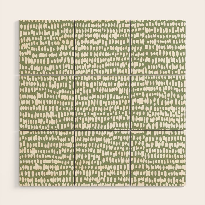 Spotted Preppy Dots Abstract in Sage Green Wood Wall Art Gallery Image 1