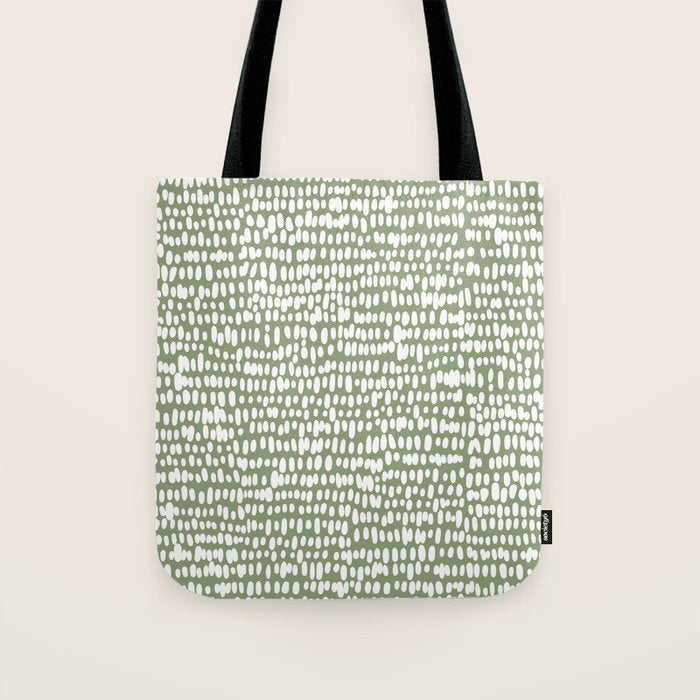 Spotted Preppy Dots Abstract in Sage Green Tote Bag Gallery Image 1