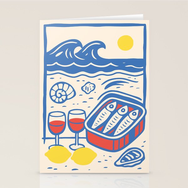 Sardines, Lemons and Wine at the Beach Stationery Card Gallery Image 1