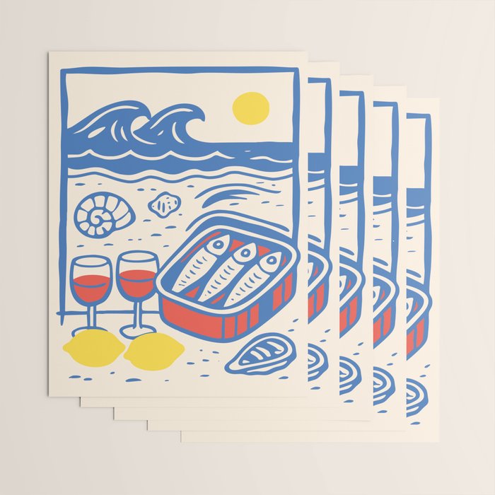 Sardines, Lemons and Wine at the Beach Wrapping Paper Gallery Image 3