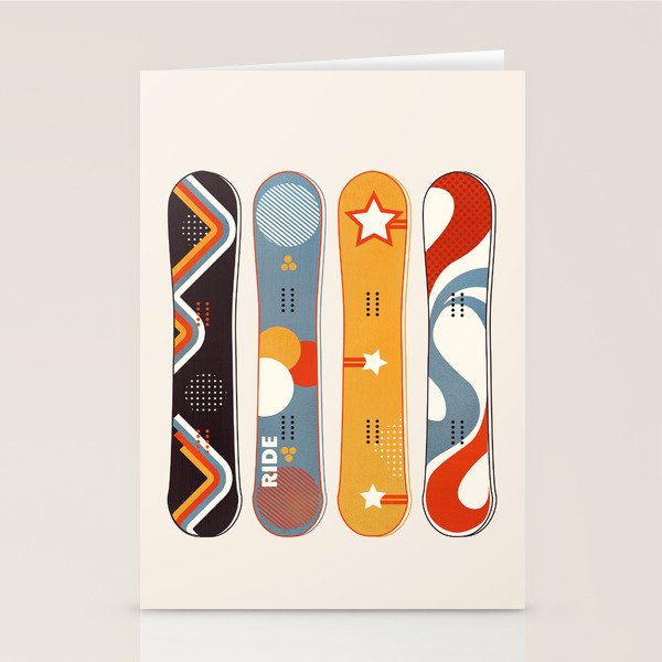 Retro Snowboards  Stationery Card Gallery Image 1