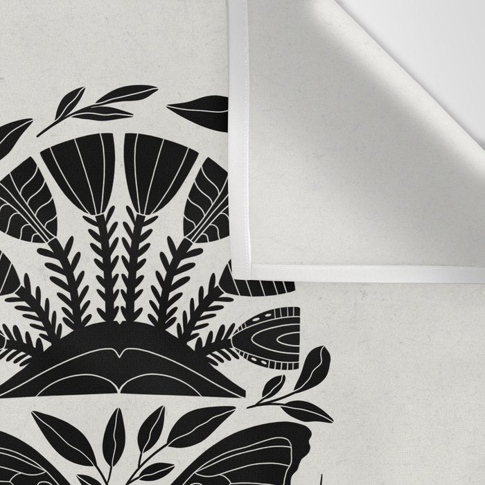 Black & White Retro, Folk Butterfly Wall Tapestry Gallery Image 3