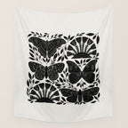 Black & White Retro, Folk Butterfly Wall Tapestry Gallery Image 4