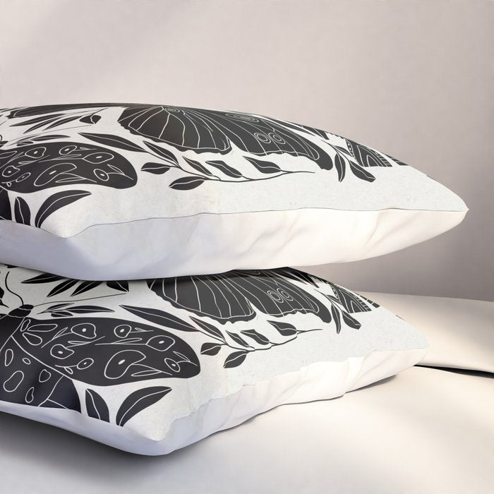 Black & White Retro, Folk Butterfly Pillow Sham Gallery Image 3