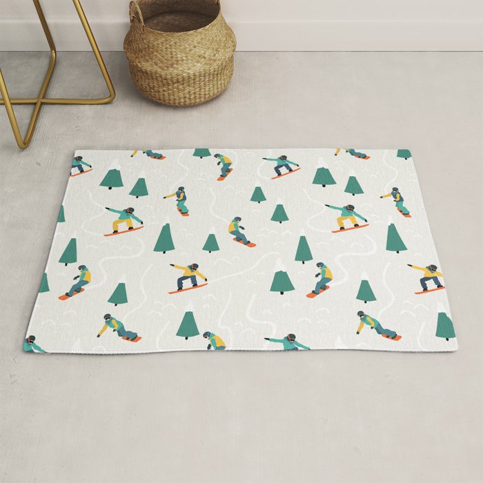 Snowboarding Illustration Pattern Rug Gallery Image 1