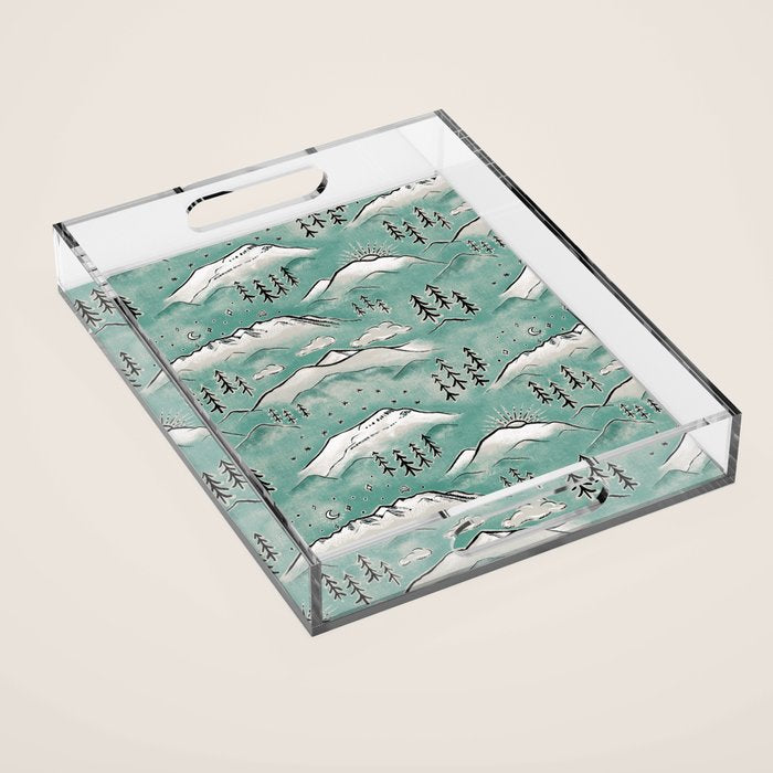 Monte Vista - Turquoise and silver Acrylic Tray Gallery Image 1