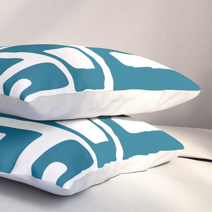 Retro Mid Century Modern Abstract Pattern 336 Peacock Blue Pillow Sham Gallery Image 3