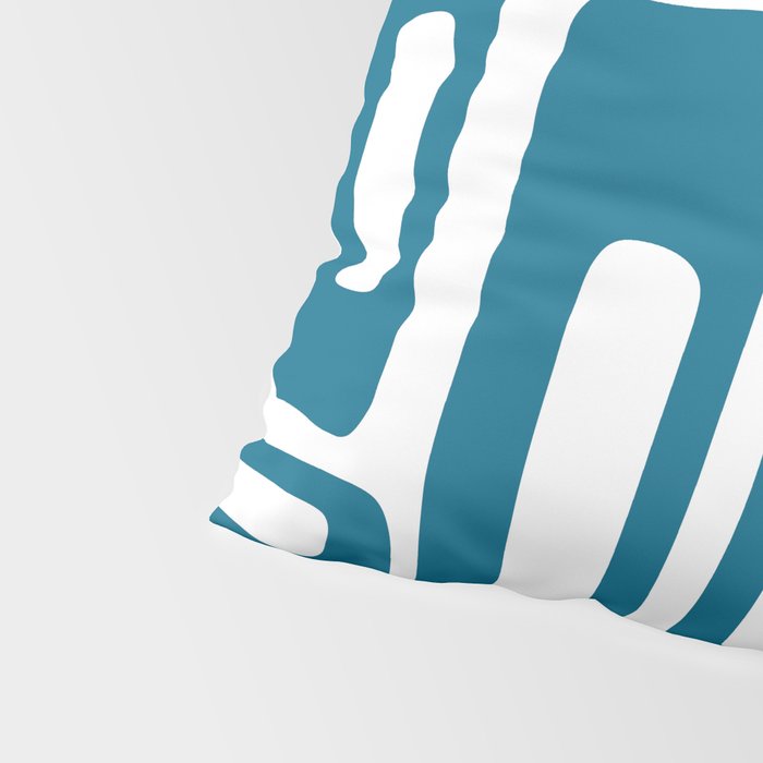 Retro Mid Century Modern Abstract Pattern 336 Peacock Blue Pillow Sham Gallery Image 4