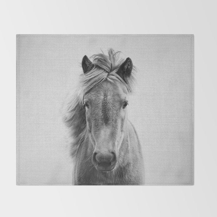 Wild Horse - Black & White Throw Blanket Gallery Image 2