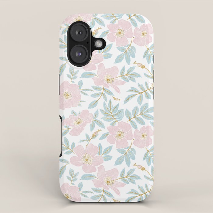 Wild Mountain Roses - pink, mint, and gold iPhone Case Gallery Image 1
