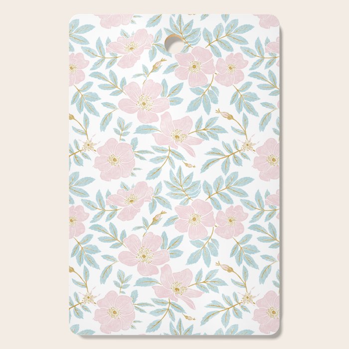 Wild Mountain Roses - pink, mint, and gold Cutting Board Gallery Image 1