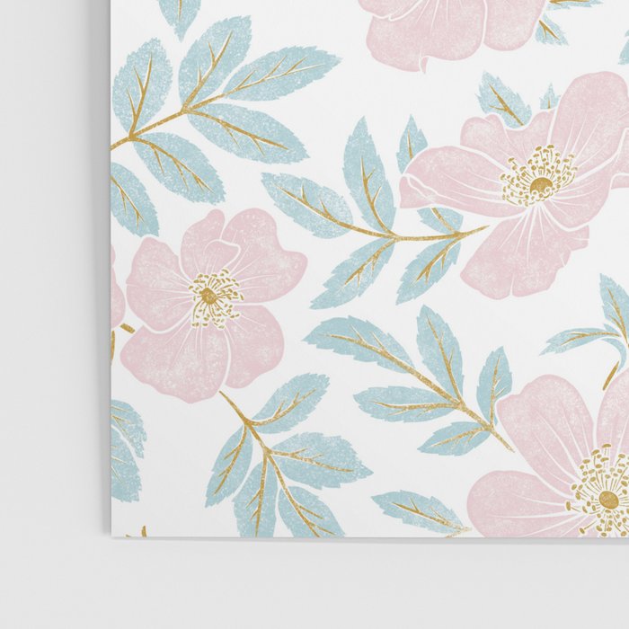 Wild Mountain Roses - pink, mint, and gold Poster Gallery Image 3