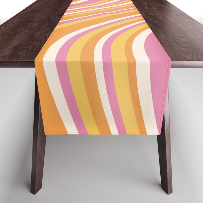 Wavy Stripes XXV - Pink Orange Yellow Table Runner Gallery Image 1
