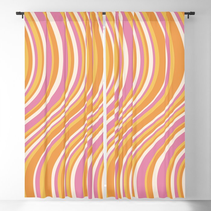 Wavy Stripes XXV - Pink Orange Yellow Window Curtain Gallery Image 1
