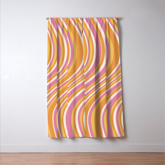 Wavy Stripes XXV - Pink Orange Yellow Window Curtain Gallery Image 3