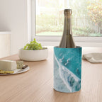 Turquoise Tides - Aerial View of Ocean Waves and Shore Wine Chiller Gallery Image 4