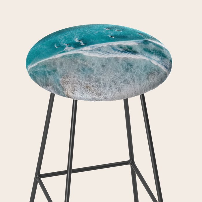 Turquoise Tides - Aerial View of Ocean Waves and Shore Stool Gallery Image 2