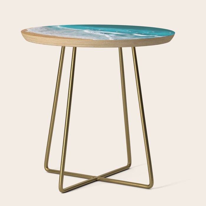 Turquoise Tides - Aerial View of Ocean Waves and Shore Side Table Gallery Image 1