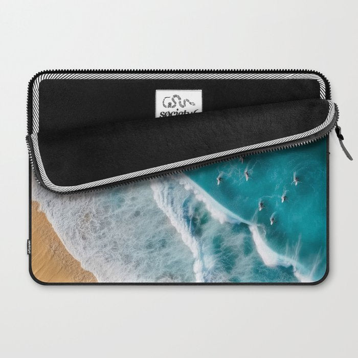 Turquoise Tides - Aerial View of Ocean Waves and Shore Laptop Sleeve Gallery Image 2