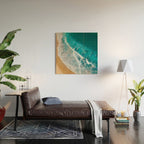 Turquoise Tides - Aerial View of Ocean Waves and Shore Wood Wall Art Gallery Image 2