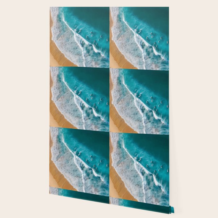 Turquoise Tides - Aerial View of Ocean Waves and Shore Wallpaper Gallery Image 2