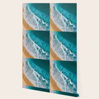 Turquoise Tides - Aerial View of Ocean Waves and Shore Wallpaper Gallery Image 2