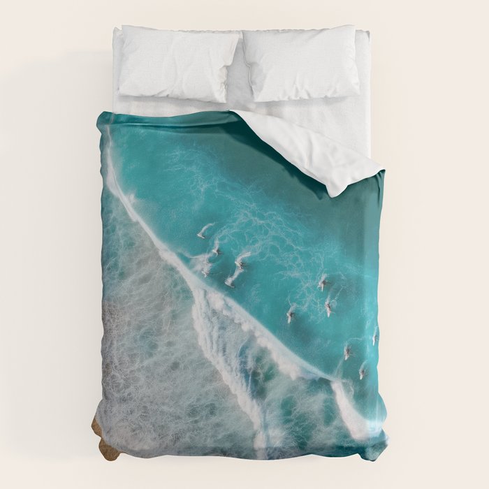 Turquoise Tides - Aerial View of Ocean Waves and Shore Duvet Cover Gallery Image 6